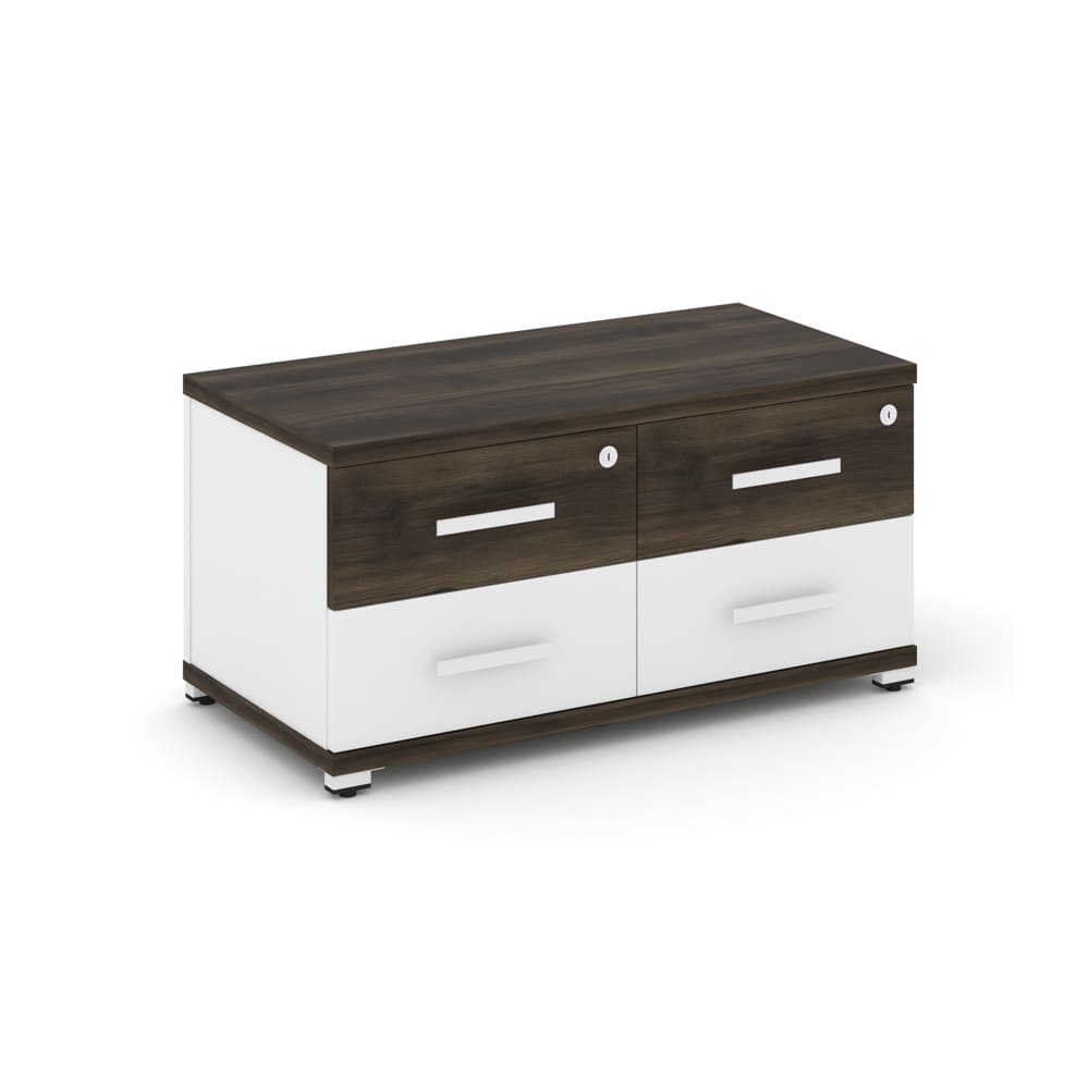 Тумба приставная широкая 4 ящ. 836x420x416 (Дуб Мали/Белый Бриллиант, 836x420x416)