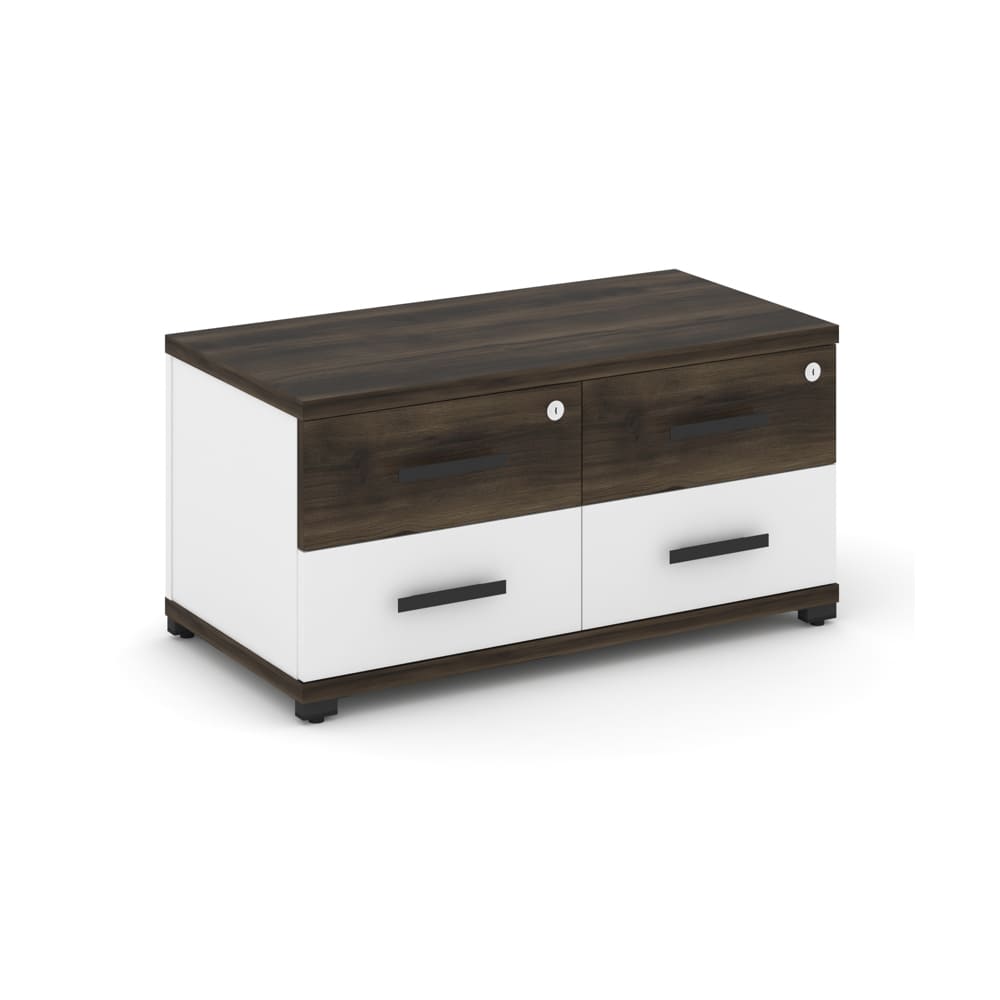 Тумба приставная широкая 4 ящ. 836x420x416 (Дуб Мали/Белый Бриллиант, 836x420x416)