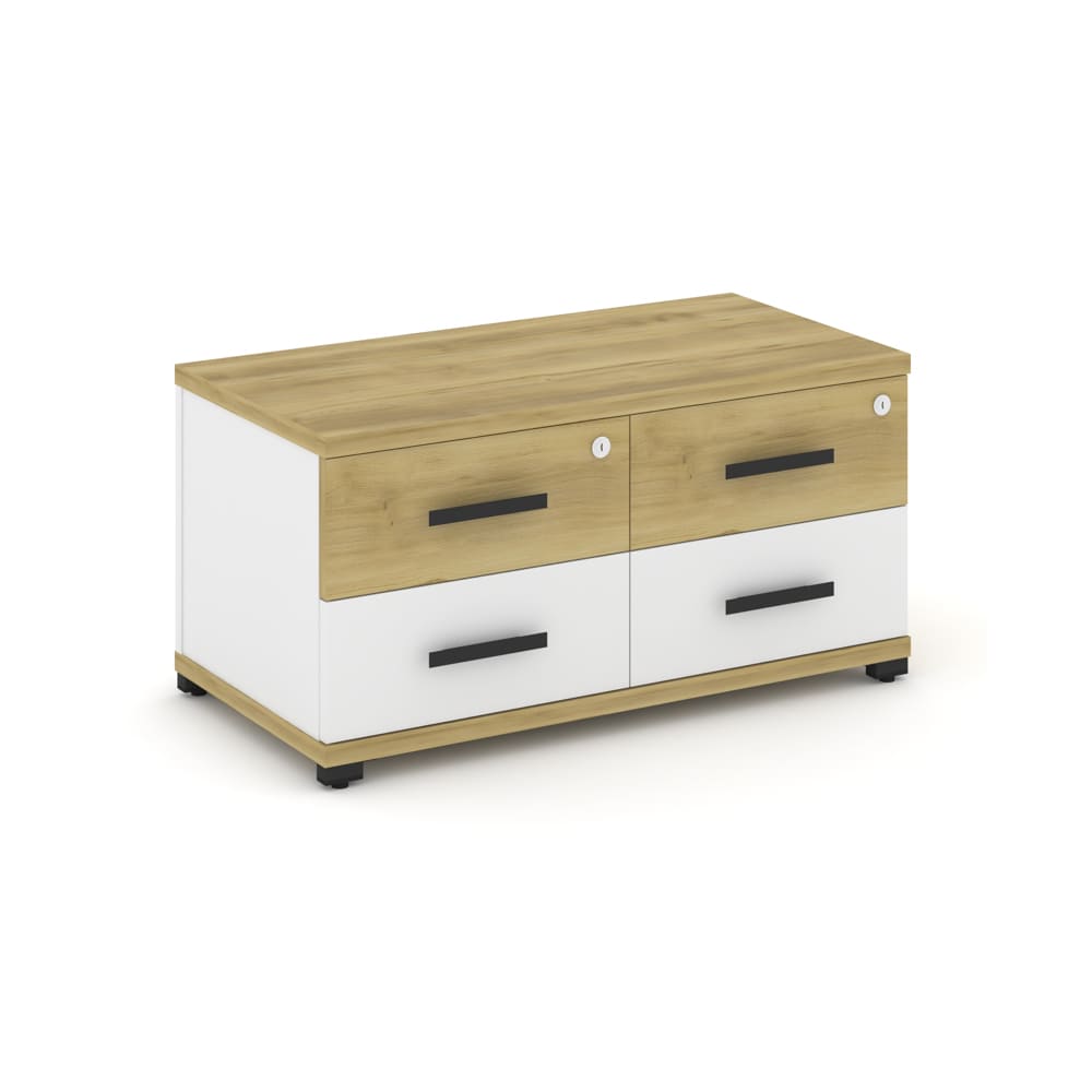 Тумба приставная широкая 4 ящ. 836x420x416 (Дуб Винченцо/Белый Бриллиант, 836x420x416)