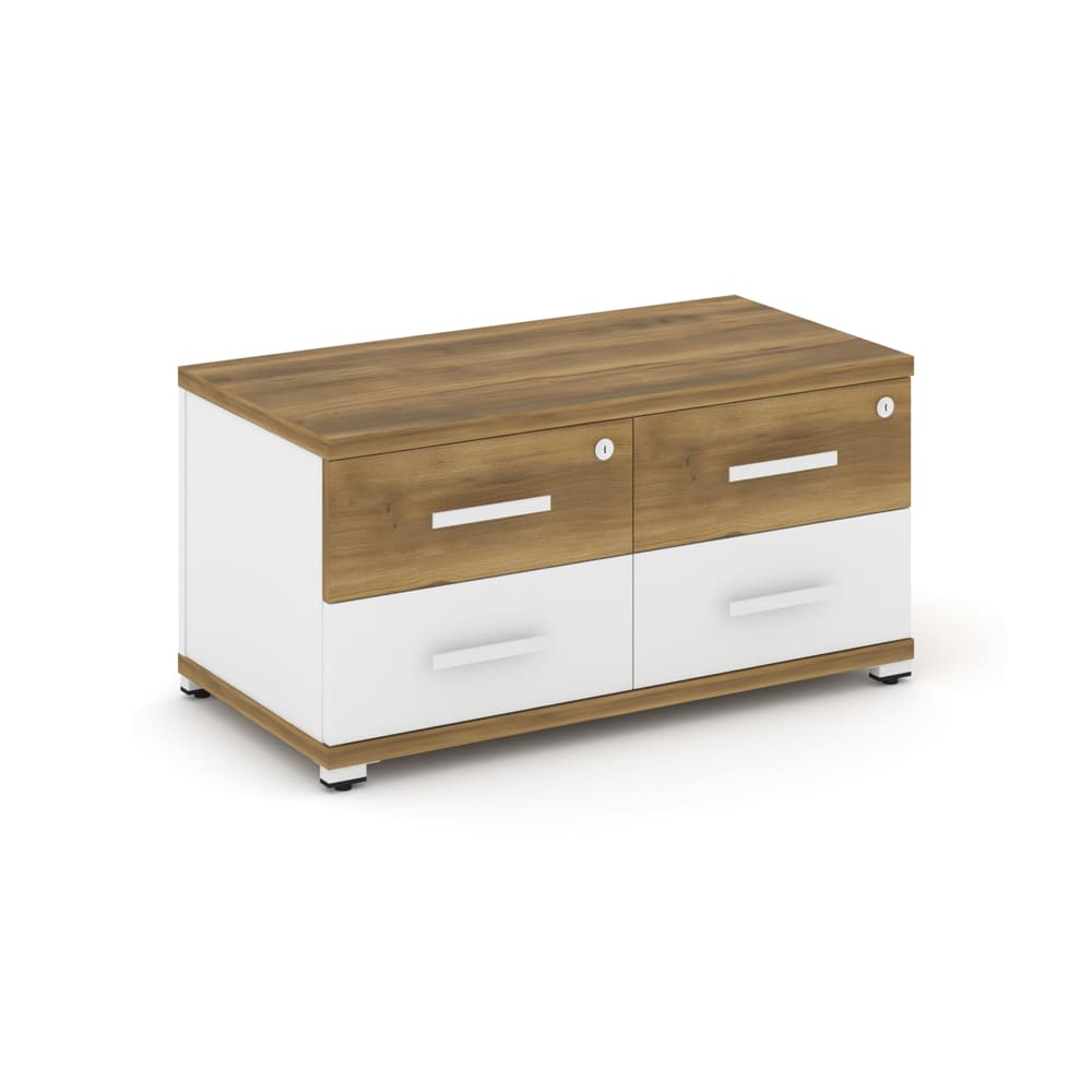 Тумба приставная широкая 4 ящ. 836x420x416 (Сандал Янтарный/Белый Бриллиант, 836x420x416)