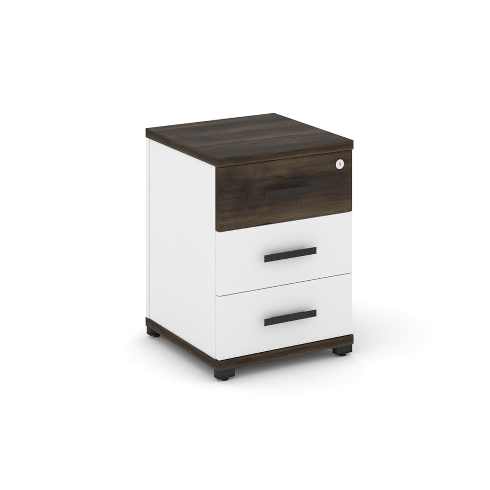 Тумба опорная/приставная 3 ящ. 420x420x583 (Дуб Мали/Белый Бриллиант, 420x420x583)