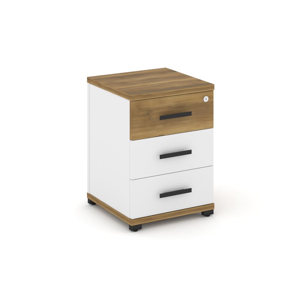 Тумба опорная/приставная 3 ящ. 420x420x583 (Сандал Янтарный/Белый Бриллиант, 420x420x583)