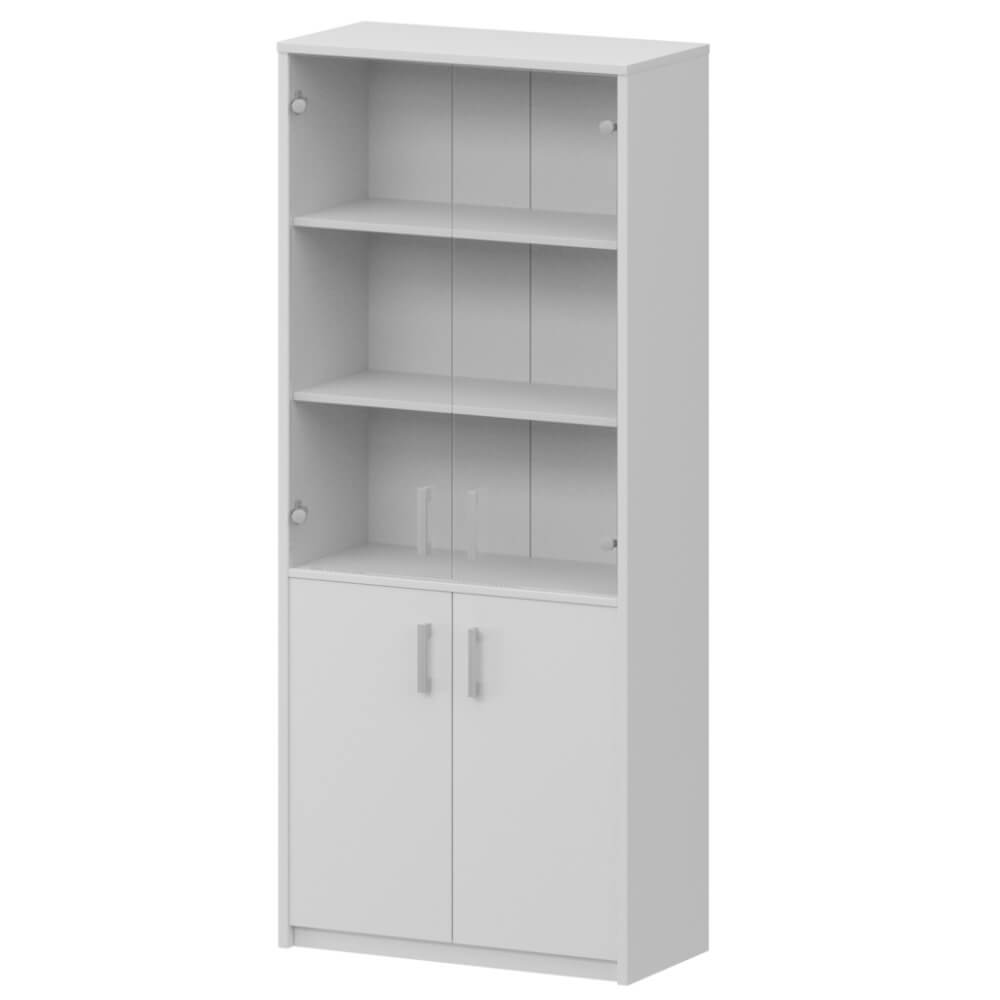 Шкаф-витрина широкий 5 ур.(прозрачное стекло) 770x365x2000 (Белый, 770x365x2000)