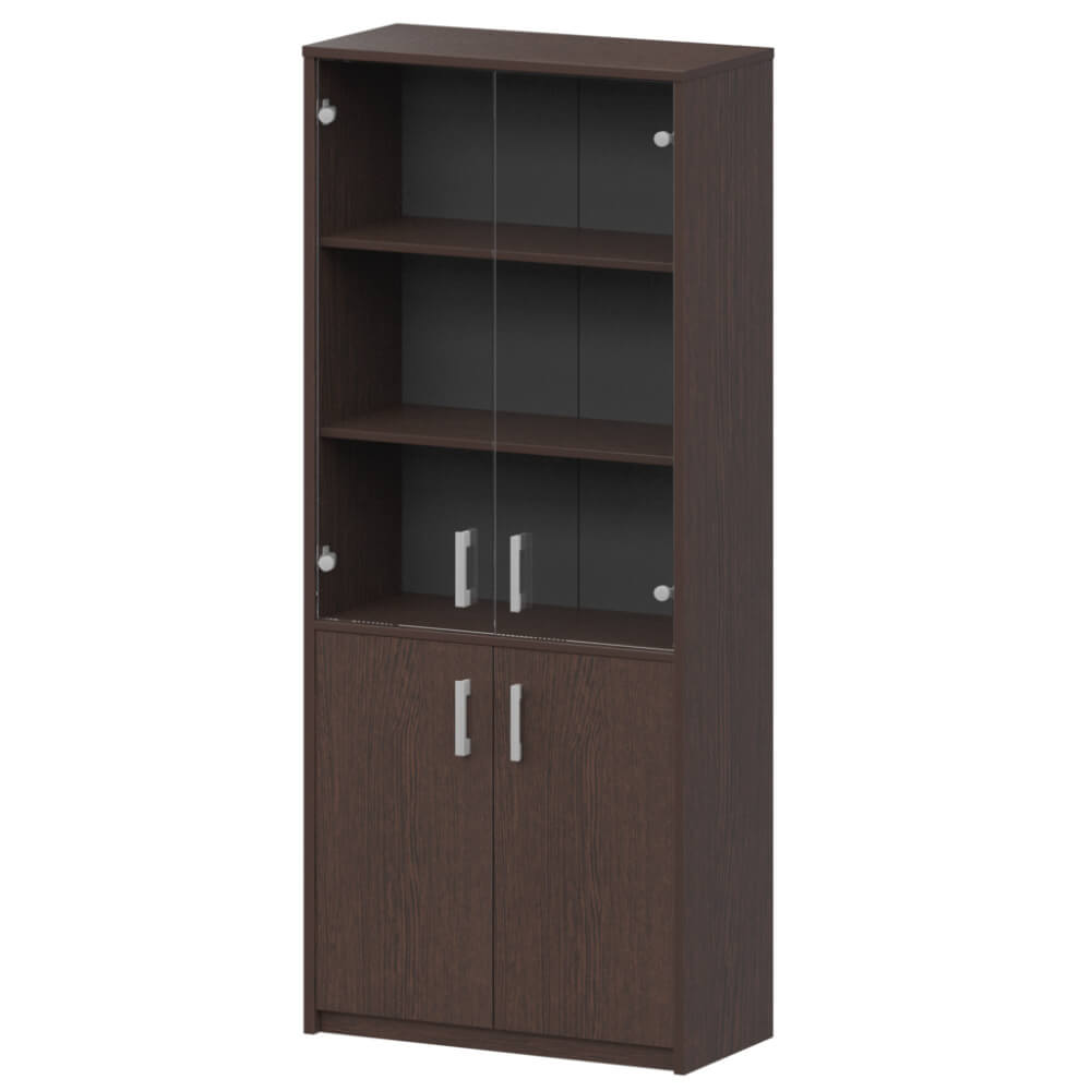 Шкаф-витрина широкий 5 ур.(прозрачное стекло) 770x365x2000 (Венге, 770x365x2000)