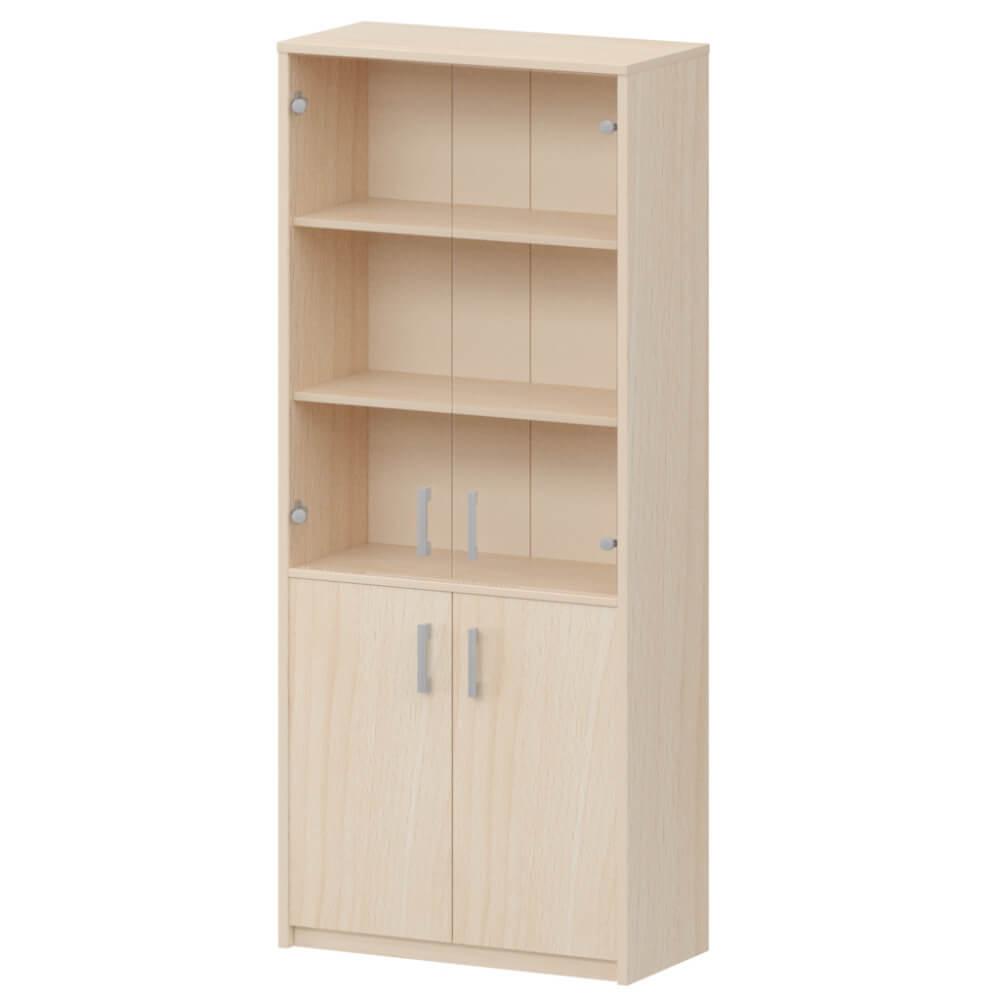 Шкаф-витрина широкий 5 ур.(прозрачное стекло) 770x365x2000 (Бук, 770x365x2000)