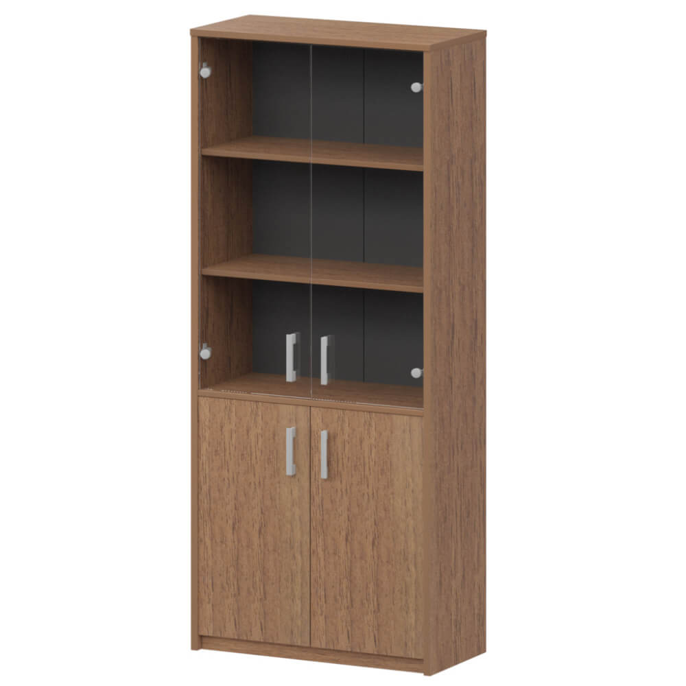 Шкаф-витрина широкий 5 ур.(прозрачное стекло) 770x365x2000 (Орех Гварнери, 770x365x2000)