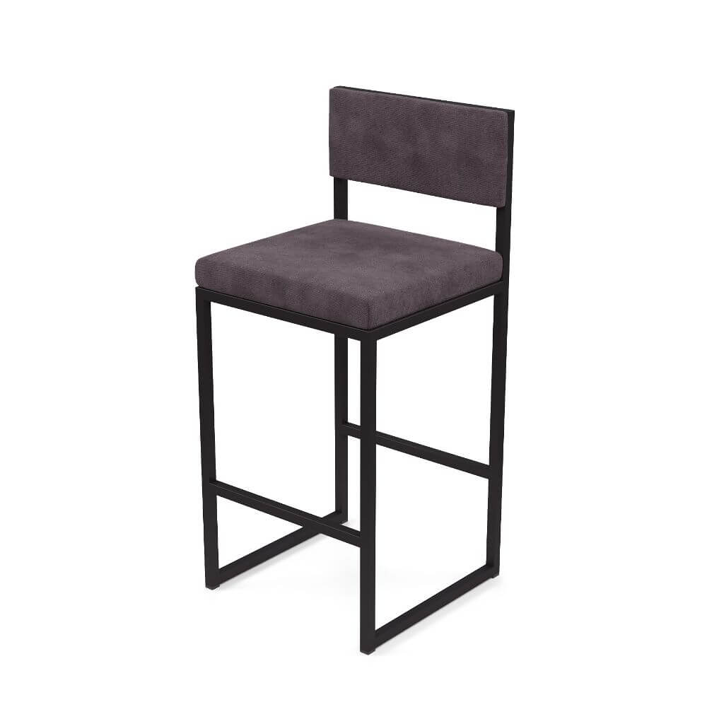 Барный стул Барнс-65 (ткань) 400x400x650/900 (Velur Grey/чёрный, 400x400x650/900, ткань(микровелюр)/металл)