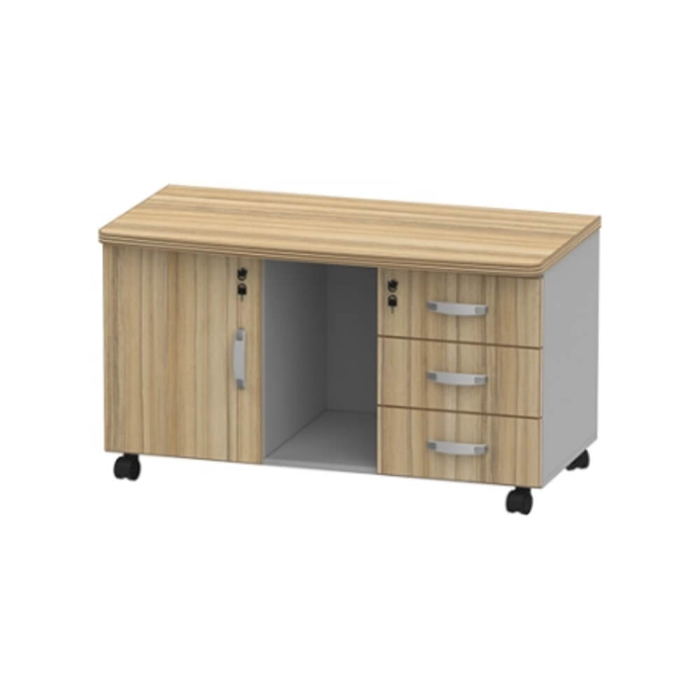 Тумба сервисная с 3 ящиками 1100x560x610 (Кокоболо/Серый, Габариты: 1100x560x610)