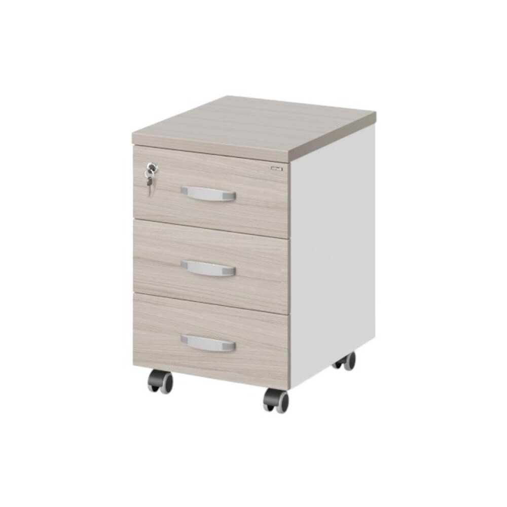 Тумба мобильная 3 ящика 400x500x610 (Дрифтвуд/Белый, 400x500x610)