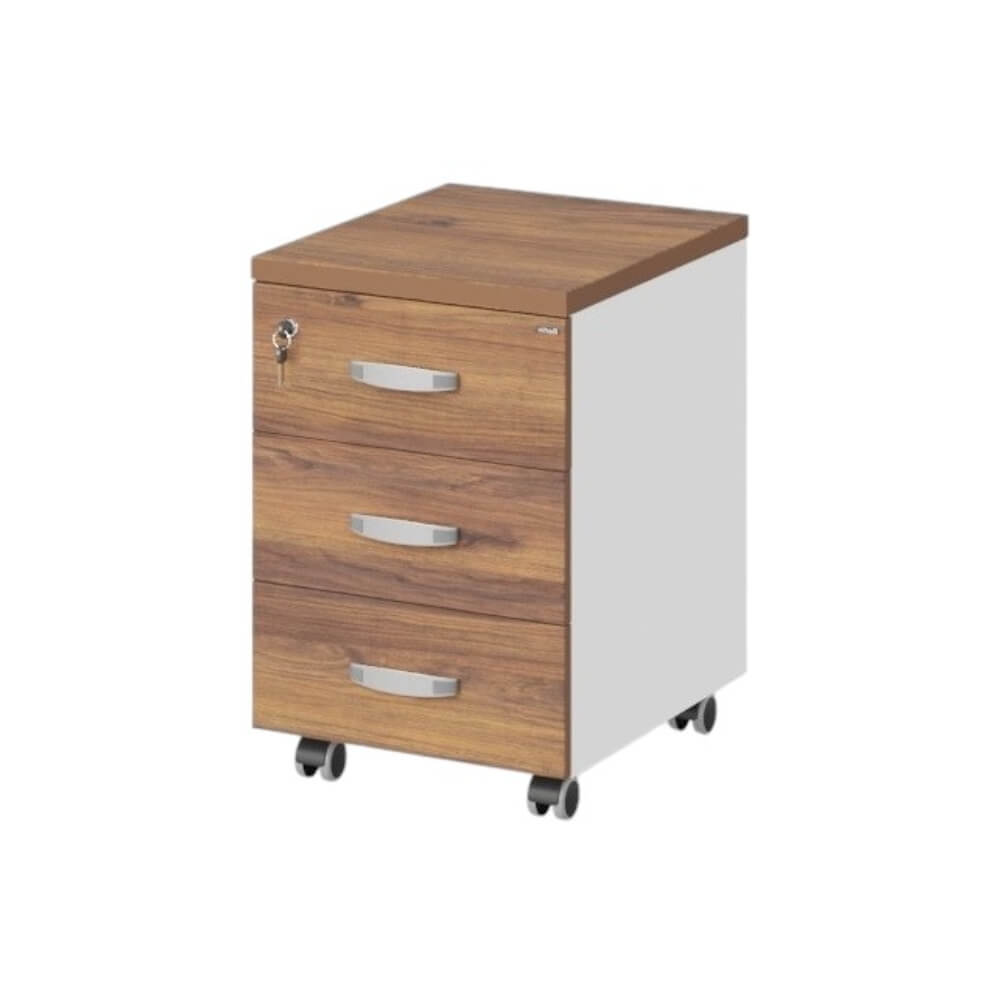 Тумба мобильная 3 ящика 400x500x610 (Орех Вармия/Белый, 400x500x610)