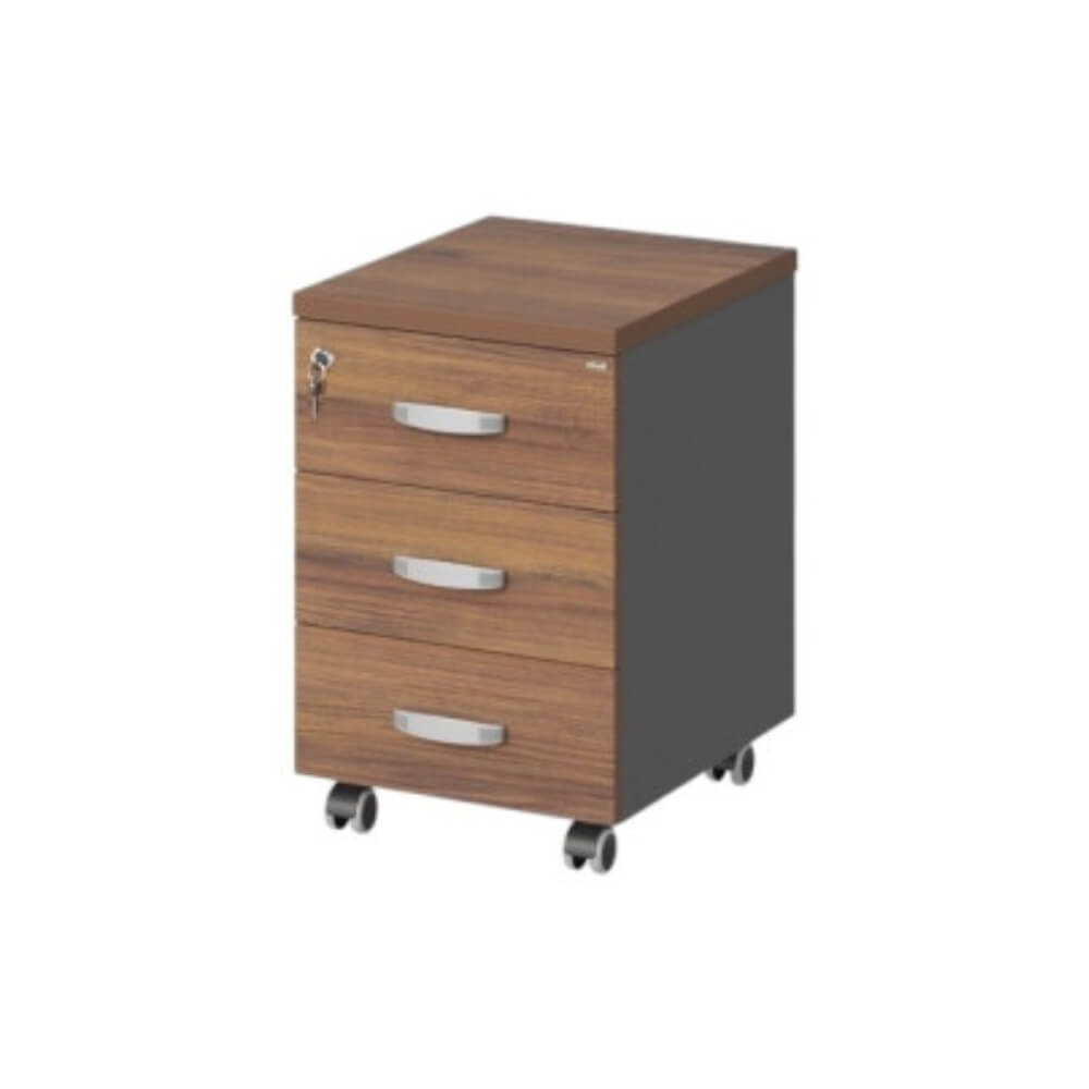 Тумба мобильная 3 ящика 400x500x610 (Орех Вармия/Серый Базальт, 400x500x610)