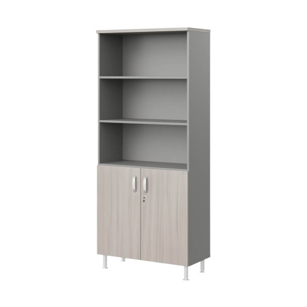 Стеллаж широкий полузакрытый 5 ур.(без опор) 900x430x1950 (Дрифтвуд/Серый, 900х430х1950)