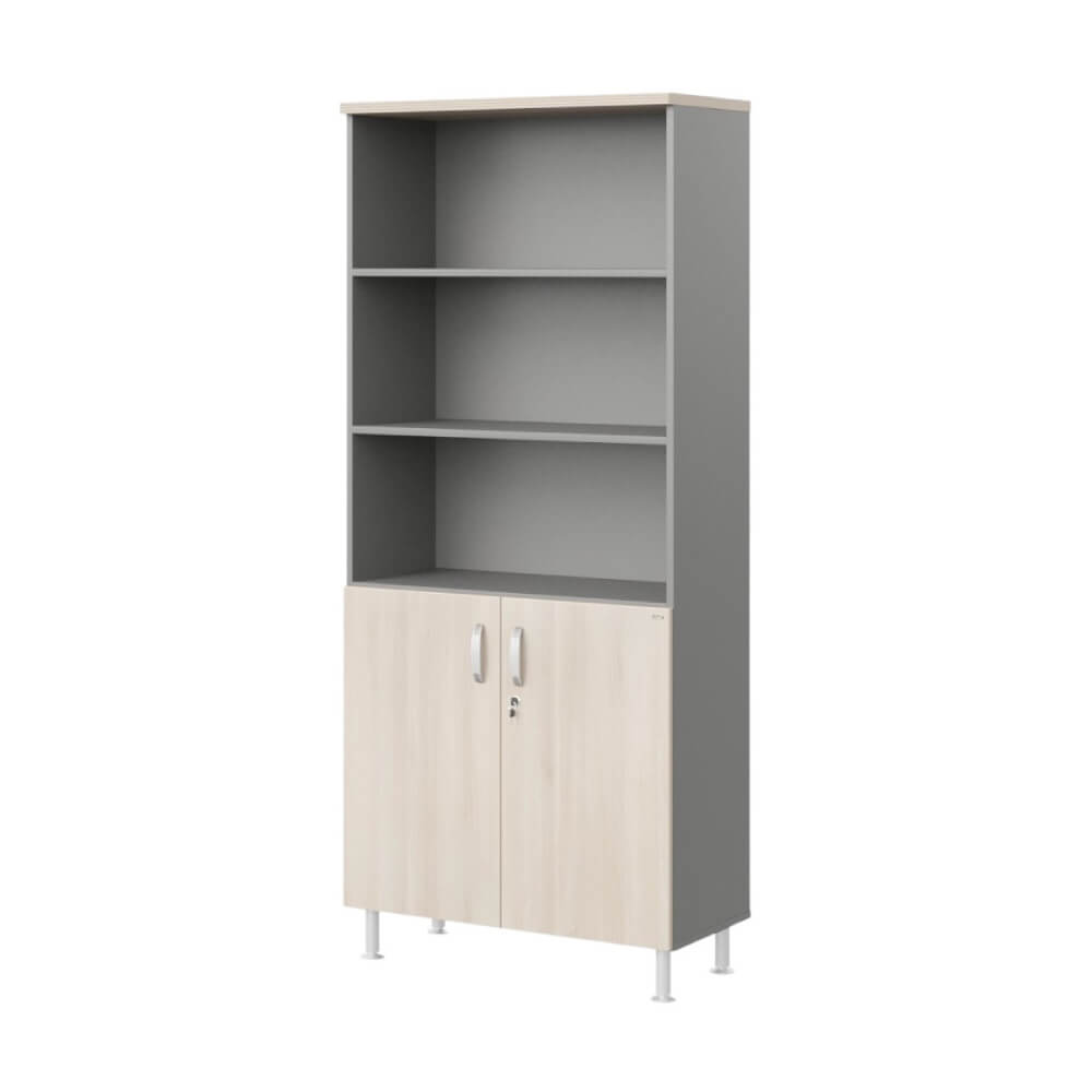 Стеллаж широкий полузакрытый 5 ур. з/с ДВП (без опор) 900x430x1950 (Акация/Серый, 900x430x1950)