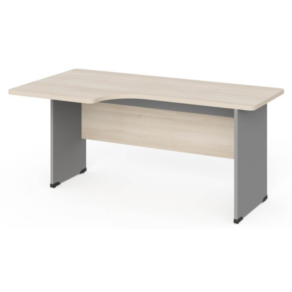 Стол угловой эргономичный на ЛДСП каркасе левый 1400x950x740 (Акация/Серый, Габариты:1400x950x740.)