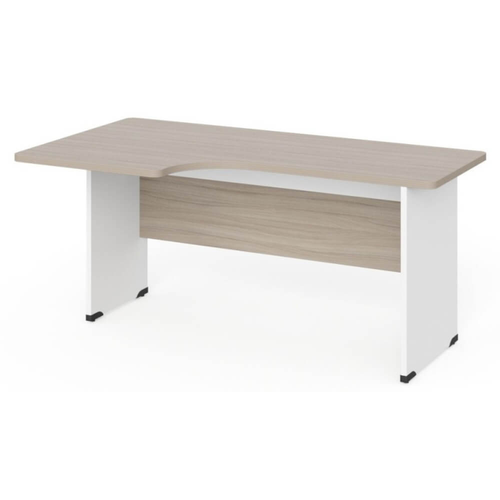 Стол угловой эргономичный на ЛДСП каркасе левый 1400x950x740 (Дрифтвуд/Белый, Габариты:1400x950x740.)