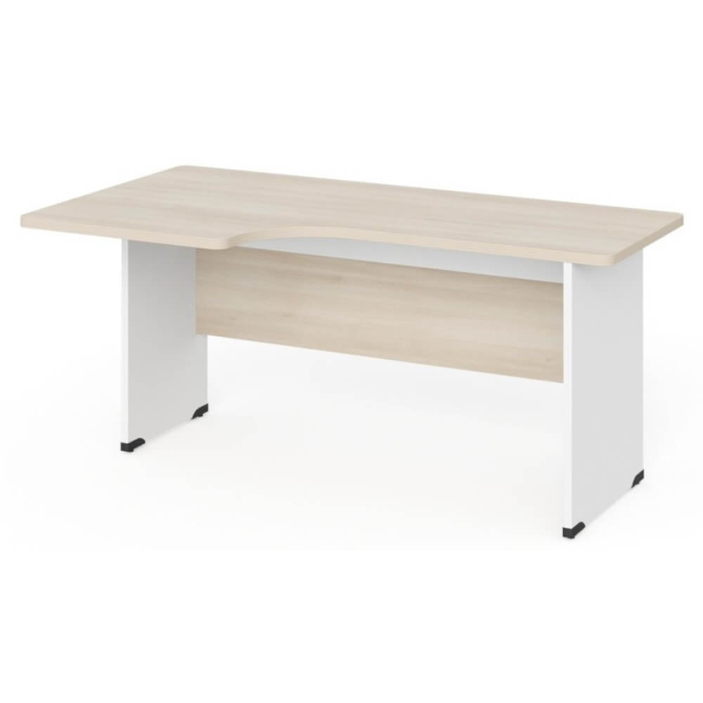 Стол угловой эргономичный на ЛДСП каркасе левый 1400x950x740 (Акация/Белый, Габариты:1400x950x740.)
