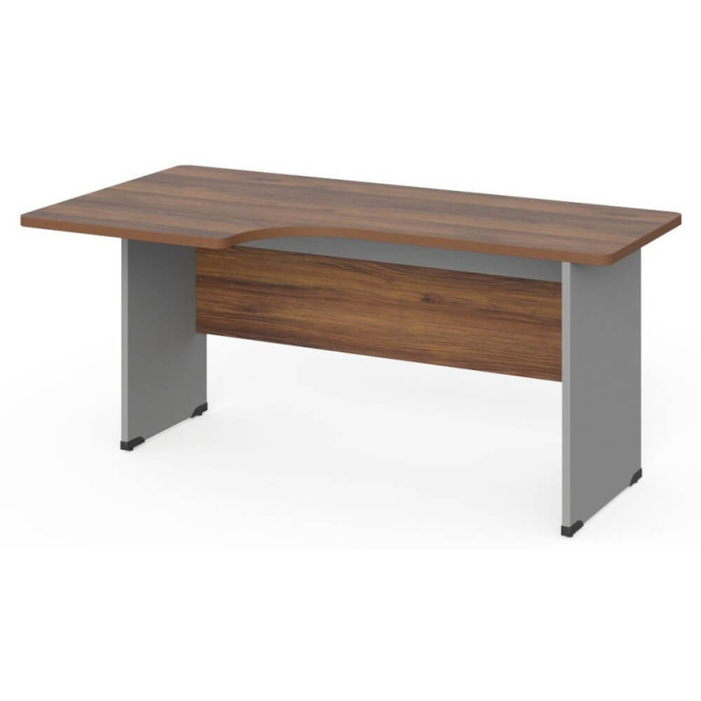 Стол угловой эргономичный на ЛДСП каркасе левый 1400x950x740 (Орех Вармия/Серый, Габариты:1400x950x740.)