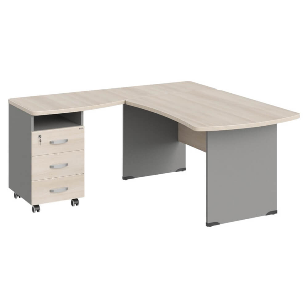 Угловое рабочее место левое 1600x1600x740 (Акация/Серый, 1600x1600x740.)