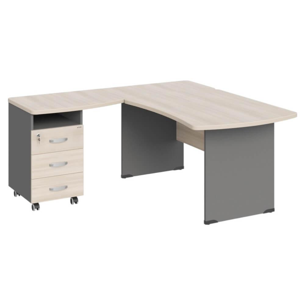 Угловое рабочее место левое 1600x1600x740 (Акация/Серый Базальт, 1600x1600x740.)