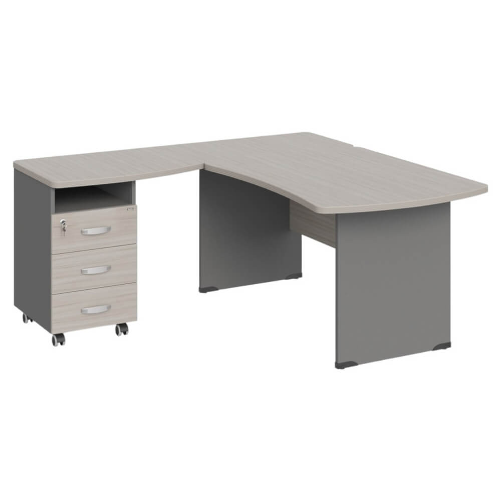 Угловое рабочее место левое 1600x1600x740 (Дрифтвуд/Серый Базальт, 1600x1600x740.)