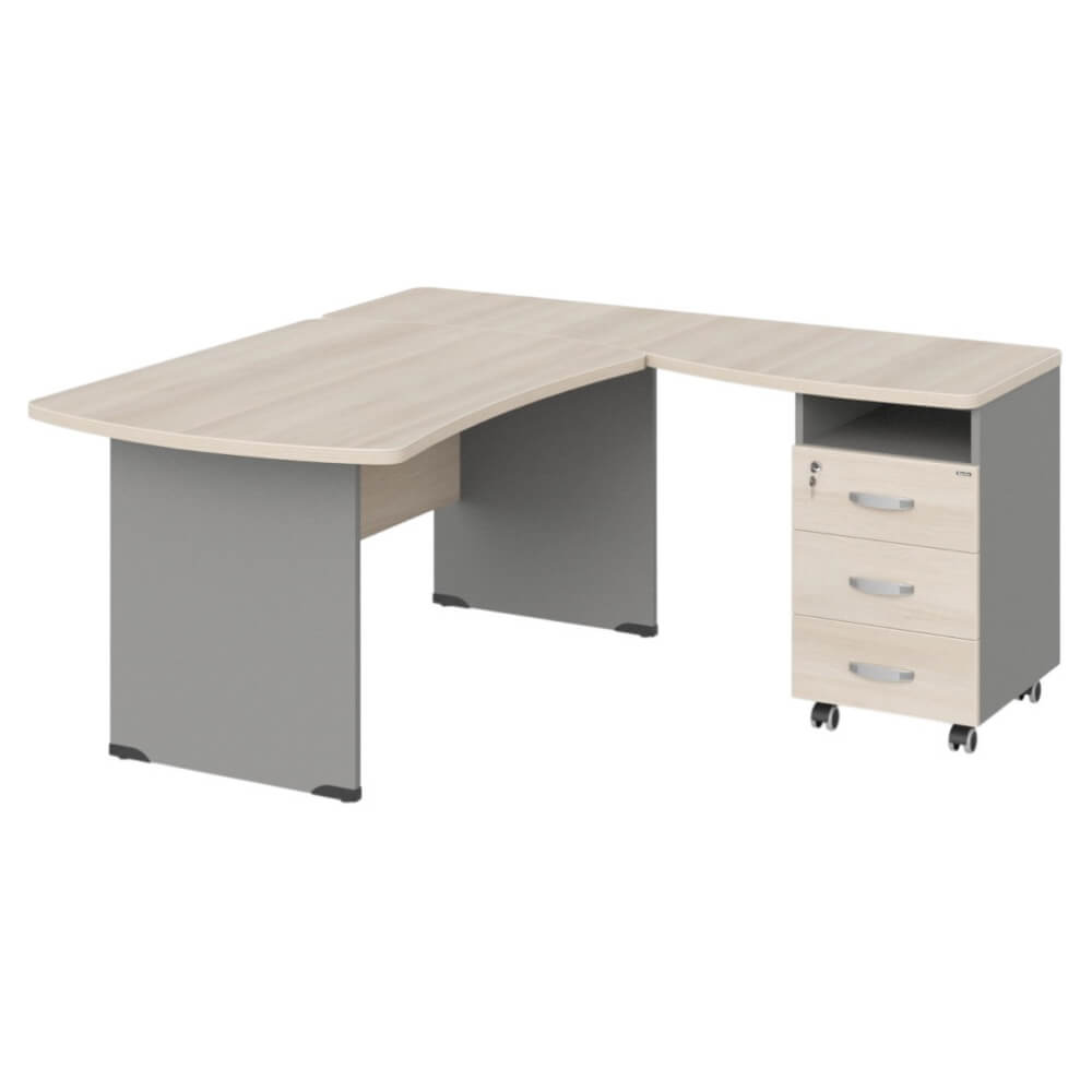 Угловое рабочее место правое 1600x1600x740 (Акация/Серый, Габариты: 1600x1600x740.)