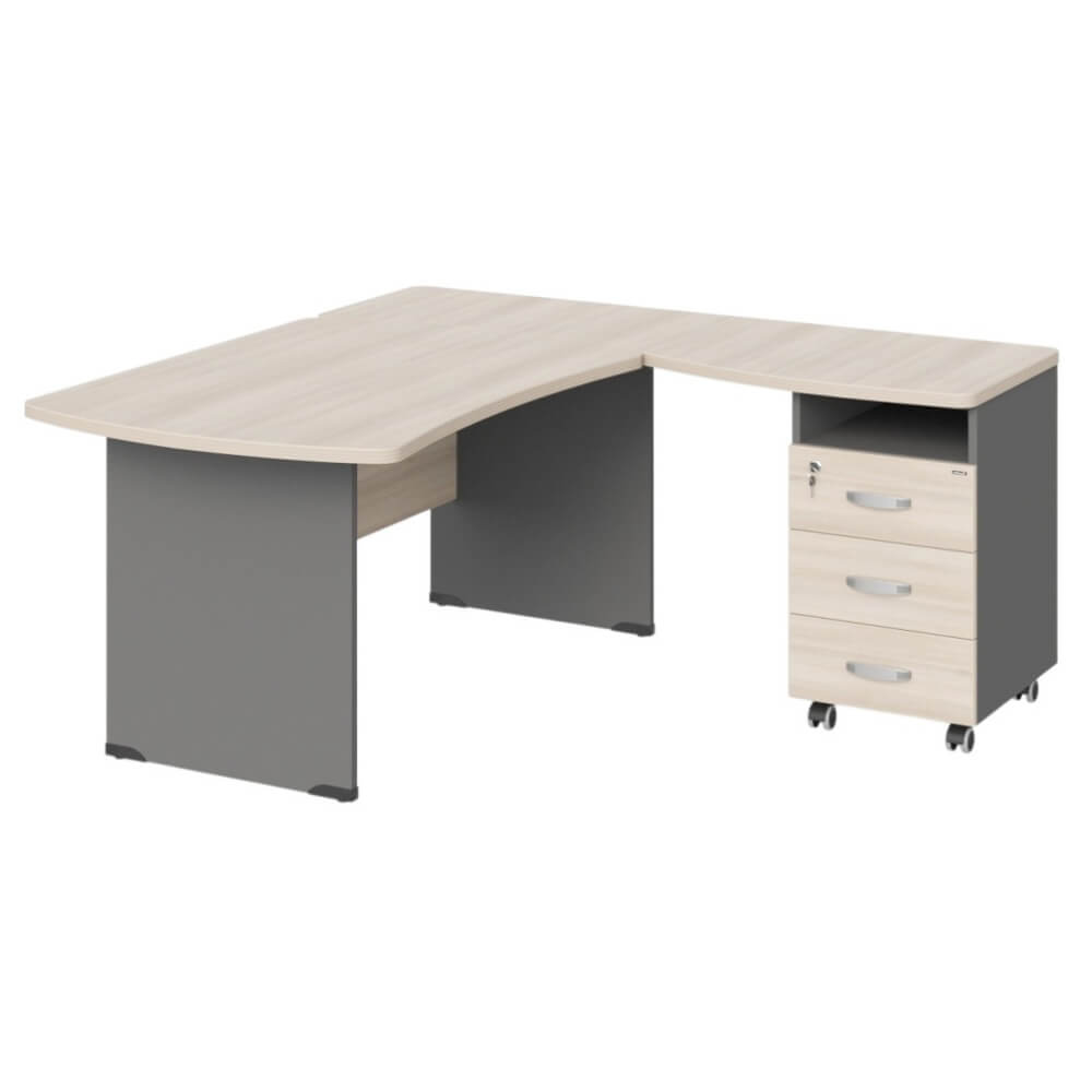 Угловое рабочее место правое 1600x1600x740 (Акация/Серый Базальт, Габариты: 1600x1600x740.)