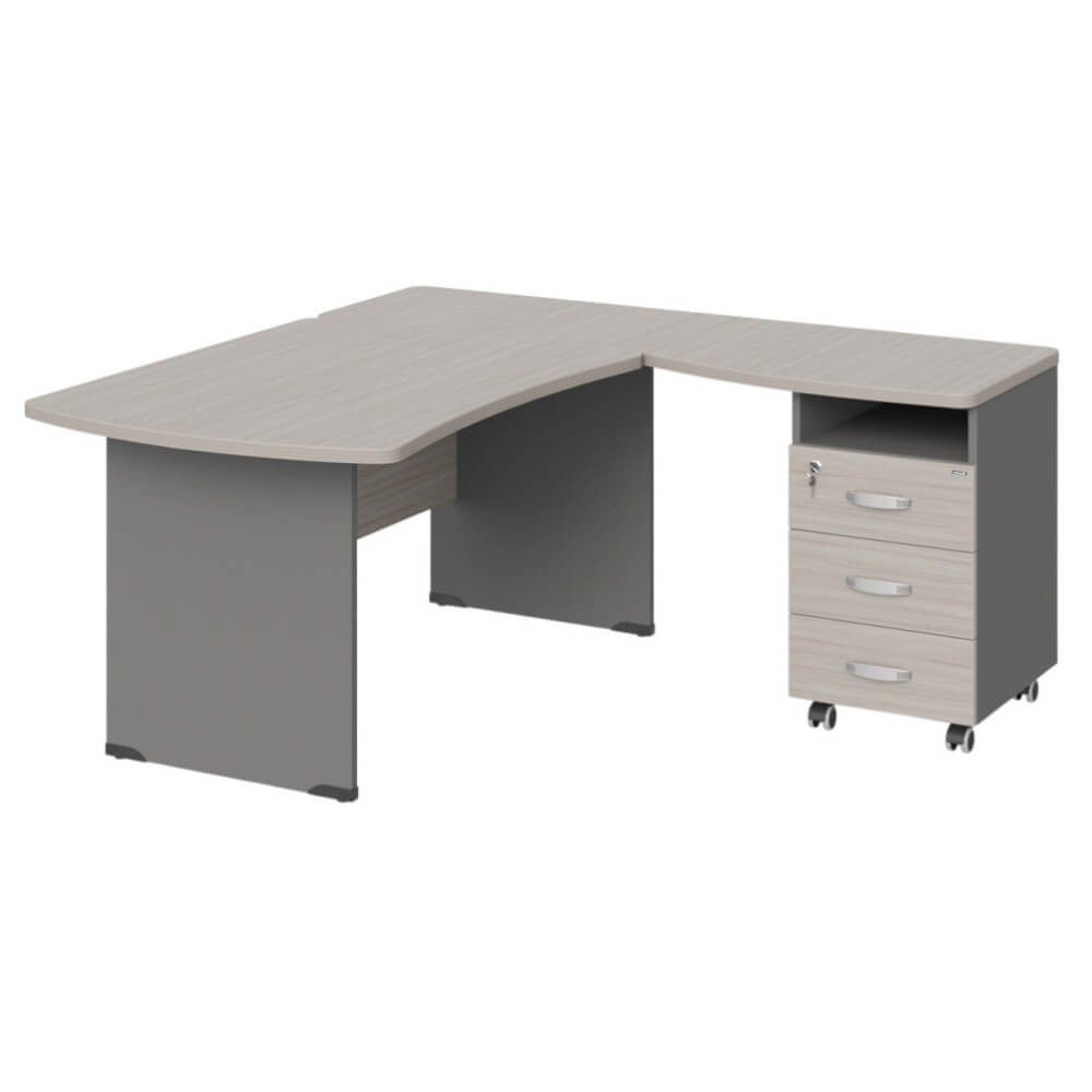 Угловое рабочее место правое 1600x1600x740 (Дрифтвуд/Серый Базальт, Габариты: 1600x1600x740.)