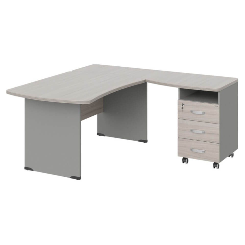 Угловое рабочее место правое 1600x1600x740 (Дрифтвуд/Серый, Габариты: 1600x1600x740.)