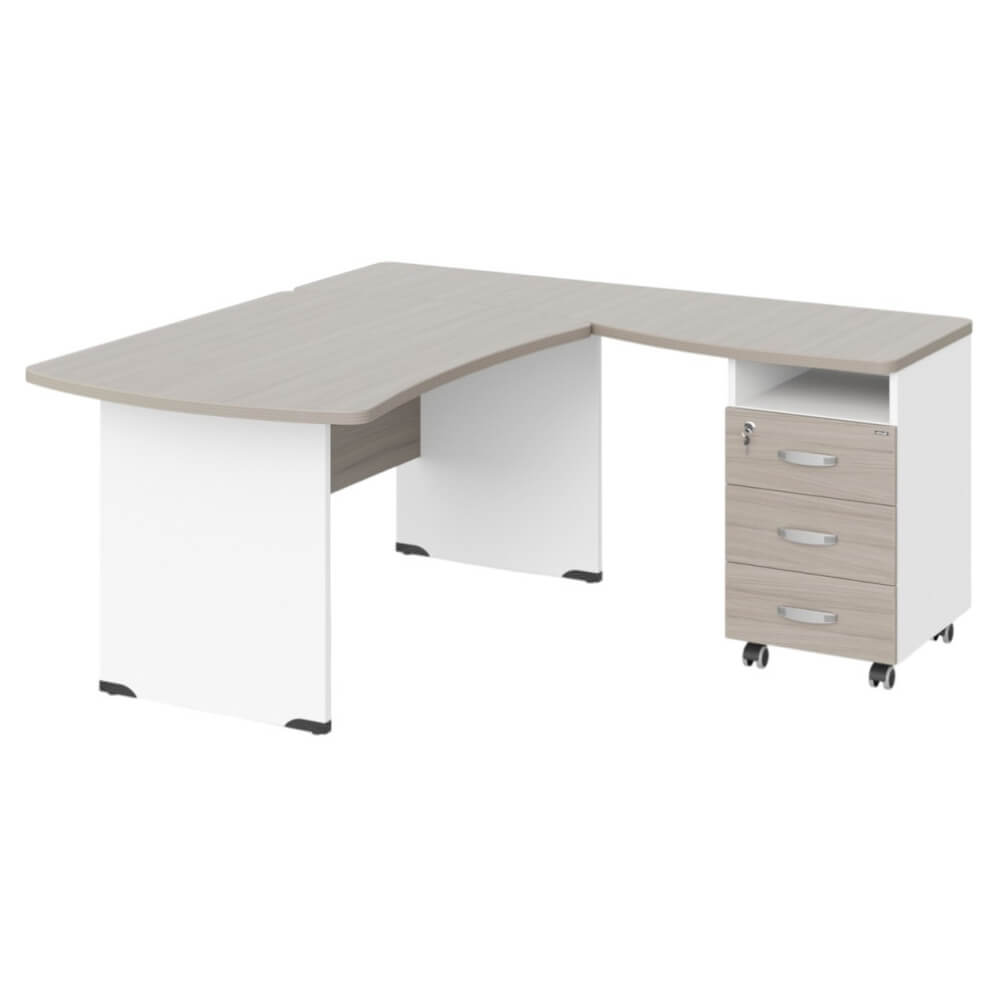 Угловое рабочее место правое 1600x1600x740 (Дрифтвуд/Белый, Габариты: 1600x1600x740.)