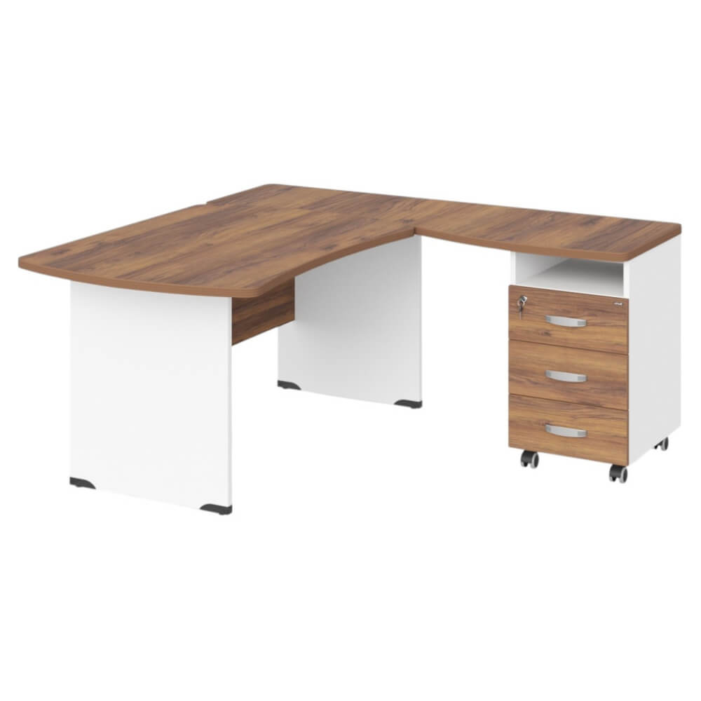 Угловое рабочее место правое 1600x1600x740 (Орех Вармия/Белый, Габариты: 1600x1600x740.)