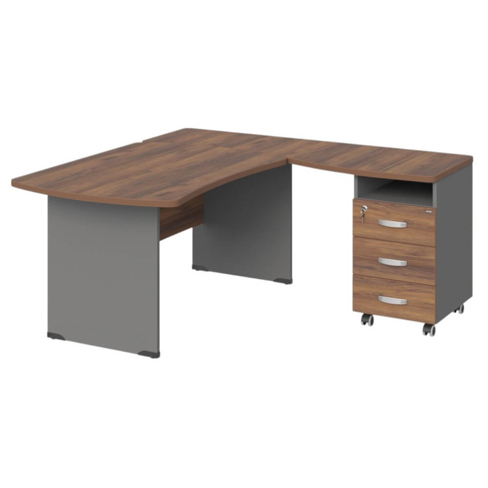 Угловое рабочее место правое 1600x1600x740 (Орех Вармия/Серый Базальт, Габариты: 1600x1600x740.)