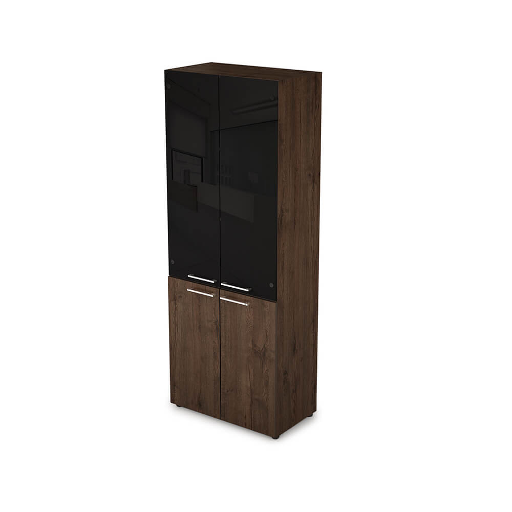 Шкаф-витрина 5 ур. 798х446х2112, чёрный глянец (Брауни, 798x446x2112, чёрный глянец)