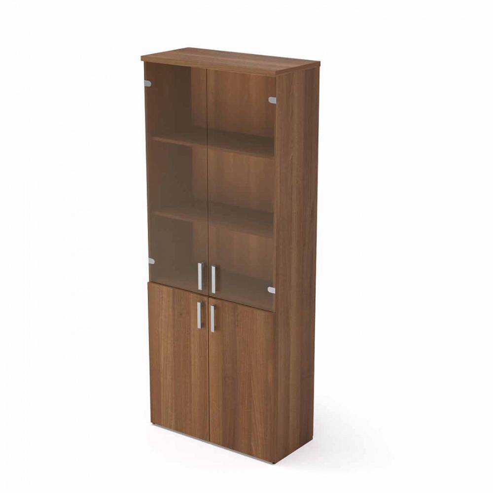 Шкаф комбинированный со стеклом высокий 5 ур. 790x370x1960 (Шамони Тёмный, 790x370x1960)