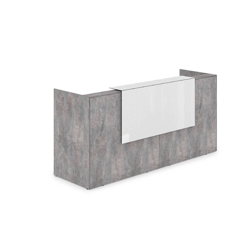 Ресепшен комплект №1 (б/подсветки) 2432x750x1149 (Basalt/Белый Глянец, 2432x750x1149)