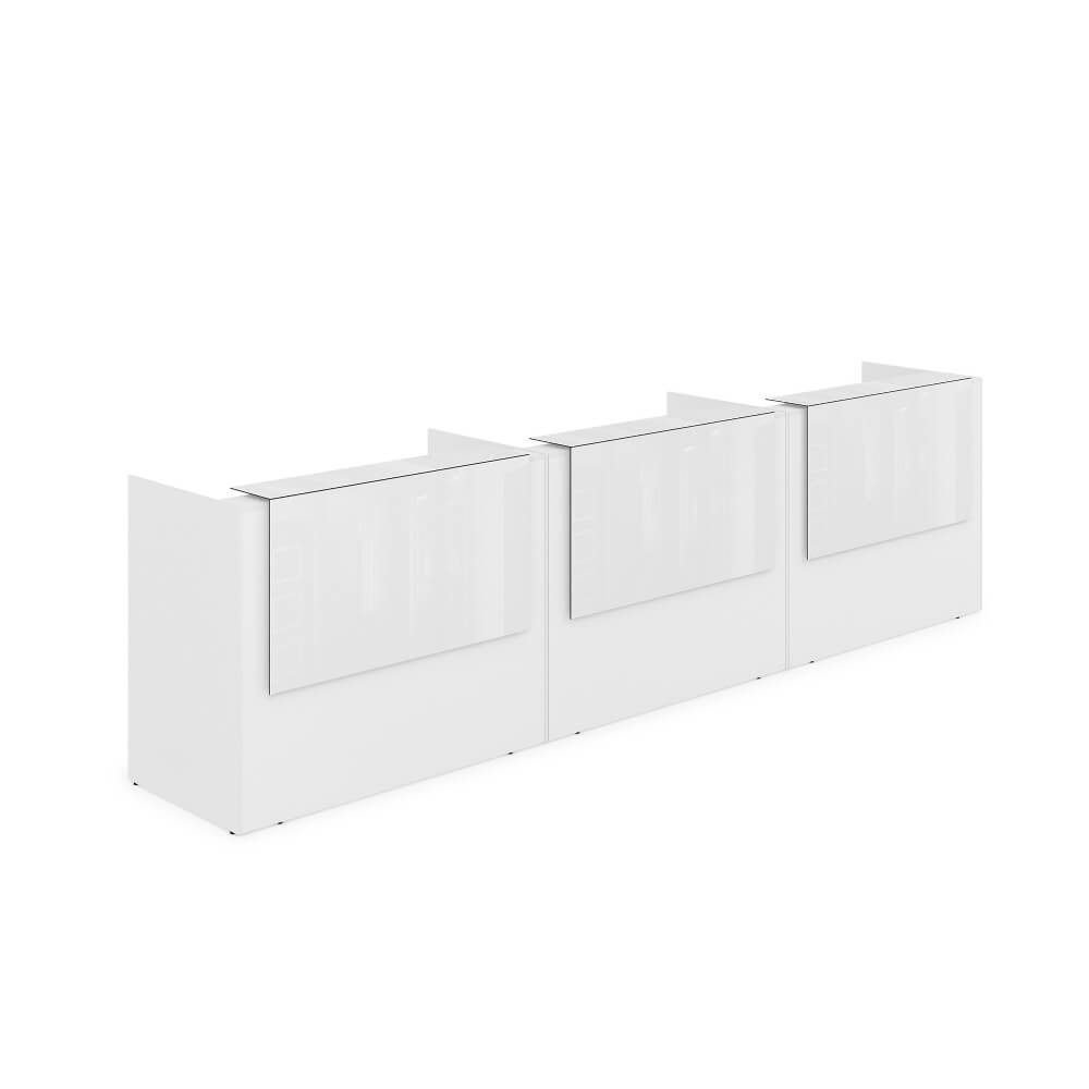 Ресепшен комплект № 3 (б/подсветки) 4264x750x1149 (Белый/Белый Глянец, 4264x750x1149)