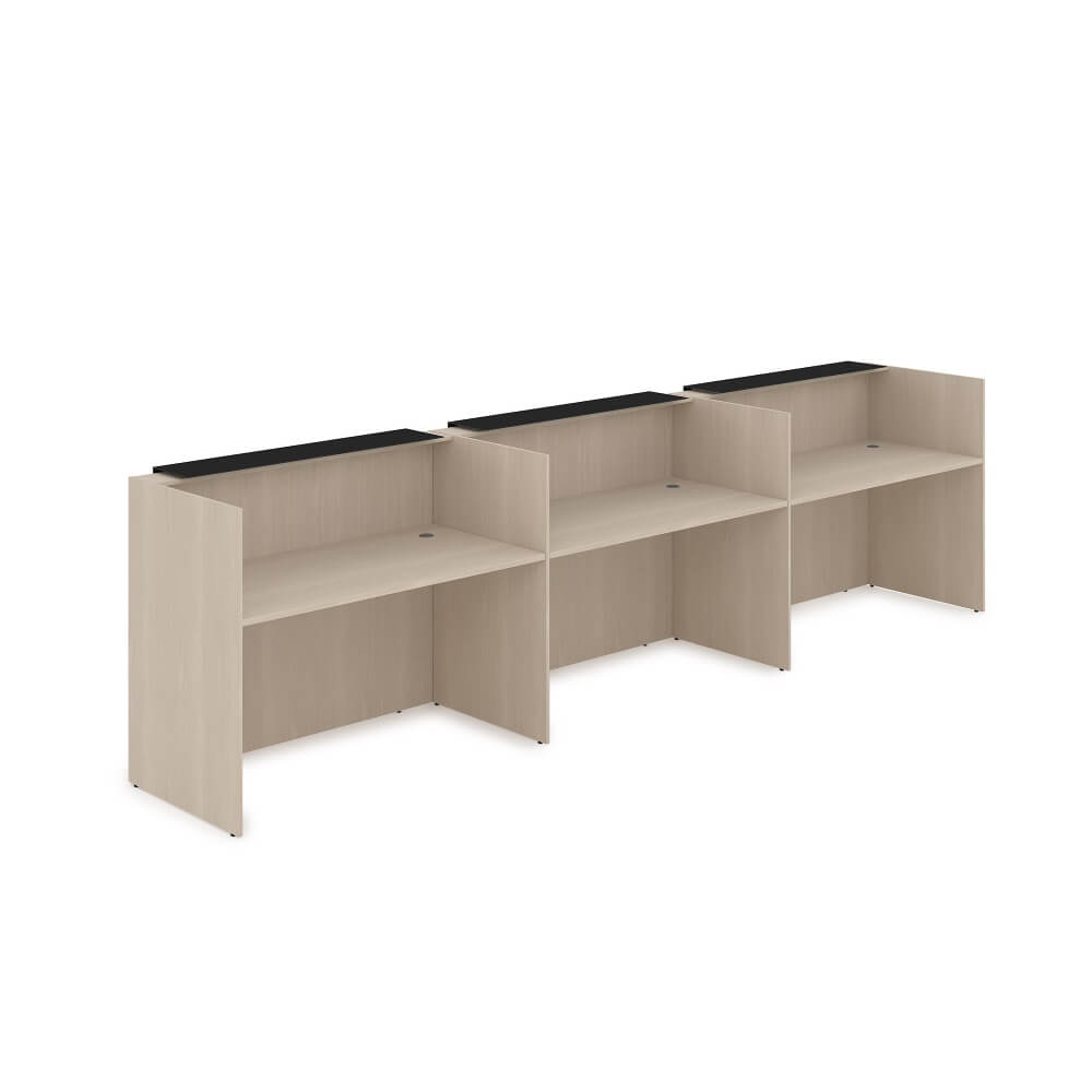 Ресепшен комплект № 3 (б/подсветки) 4264x750x1149 (Шамони Светлый/Чёрный Матовый, 4264x750x1149)