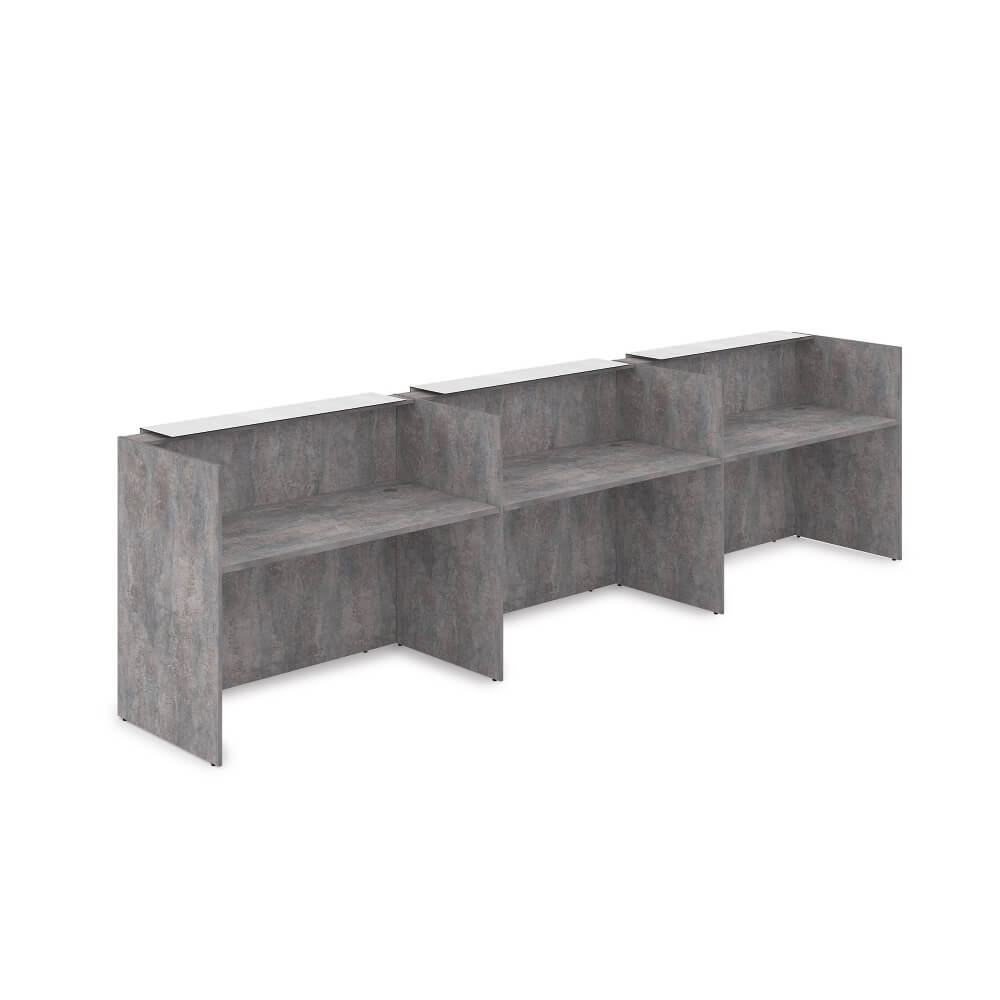 Ресепшен комплект № 3 (подсветка) 4264x750x1149 (Basalt/Белый Глянец, 4264x750x1149)