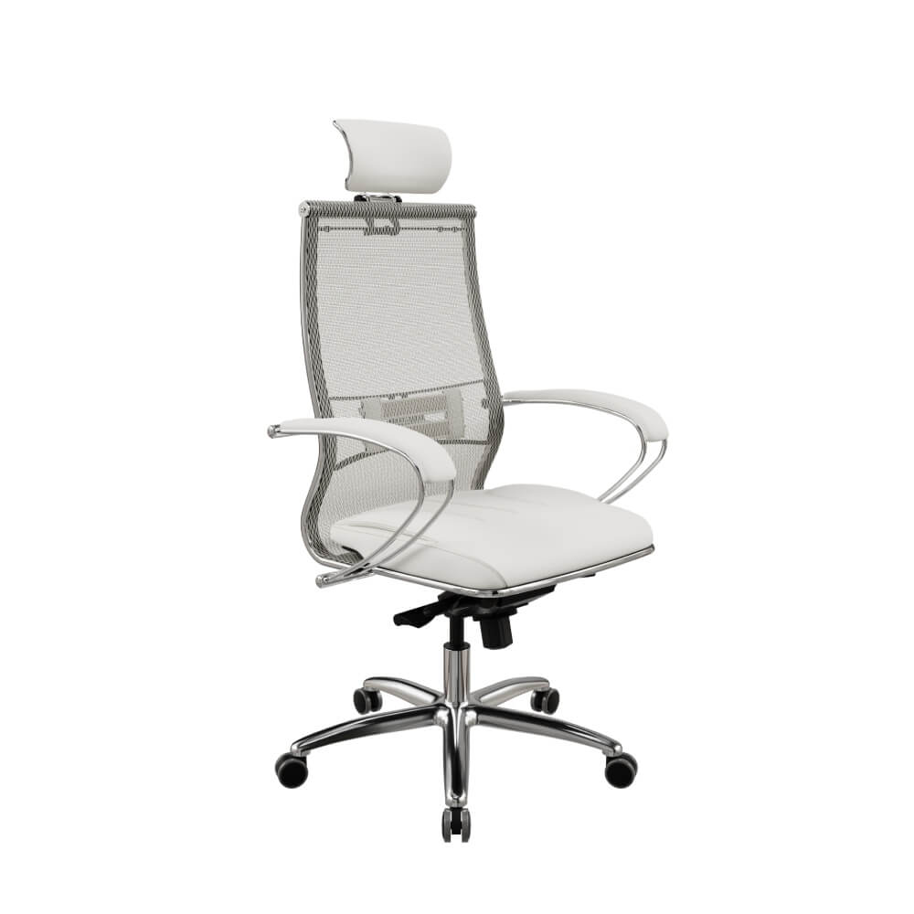 Кресло руководителя Samurai SL-2 71x70x120-133,5 (Молочный, 71x70x120-133,5 сетка/экокожа. Крестовина: округлая.)
