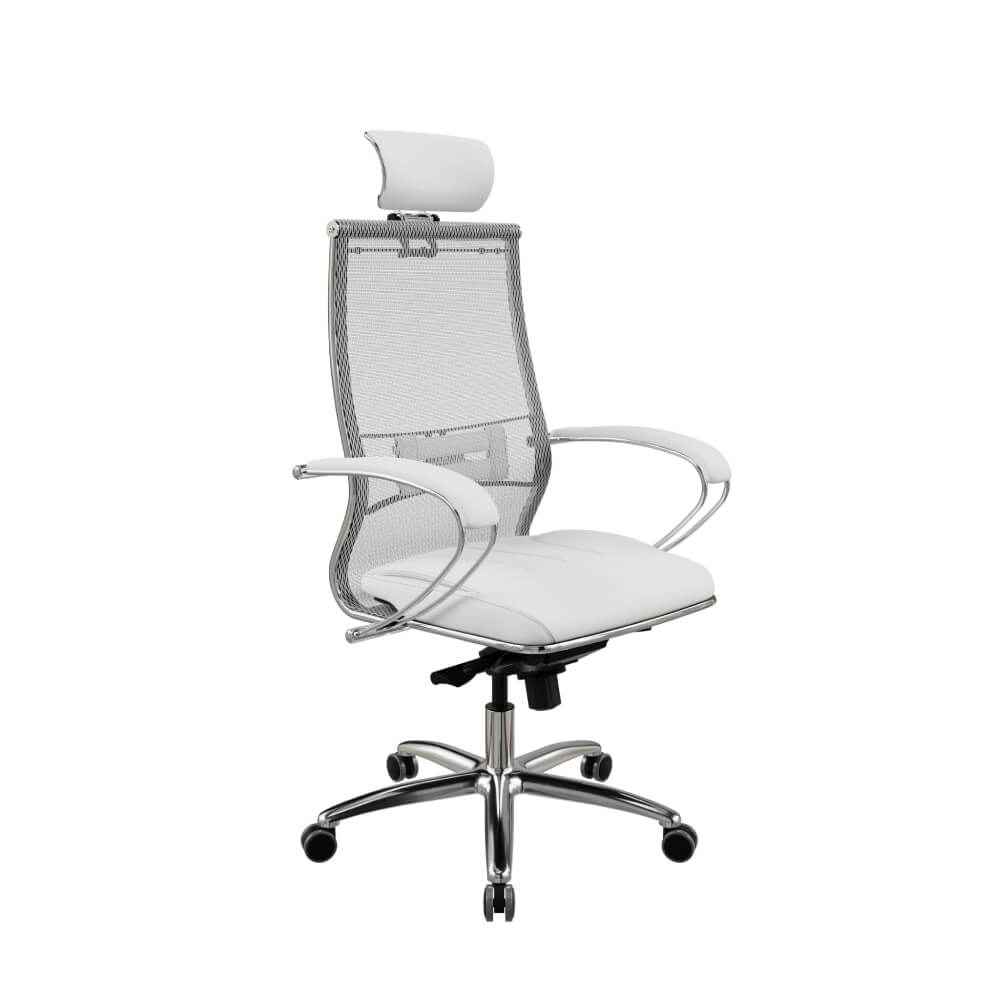 Кресло руководителя Samurai SL-2 71x70x120-133,5 (Белый, 71x70x120-133,5, сетка/экокожа. Крестовина: округлая.)