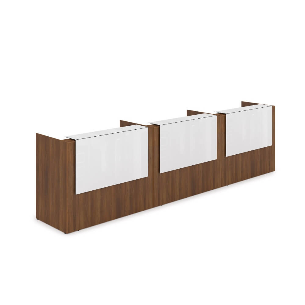 Ресепшен комплект № 3 (подсветка) 4264x750x1149 (Шамони Тёмный/Белый Глянец, 4264x750x1149)