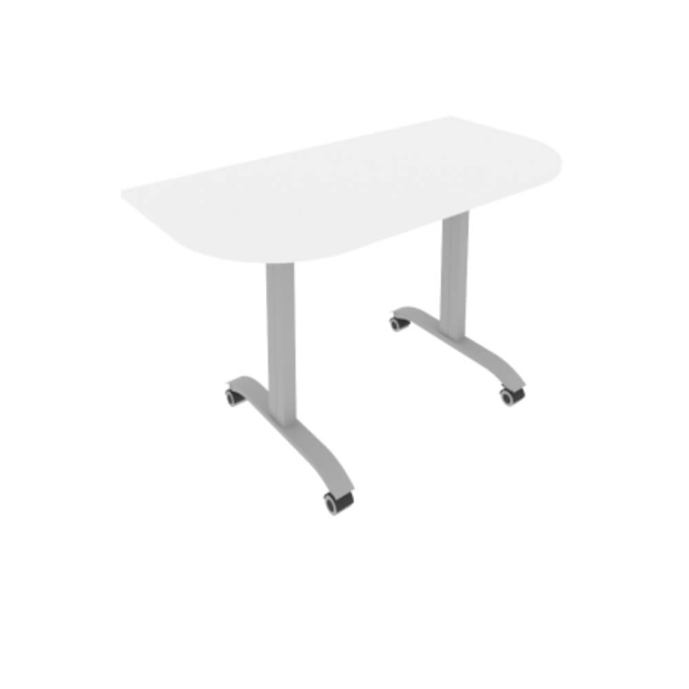 Стол радиусный складной мобильный 1300x650x757 (Белый, 1300x650x757)