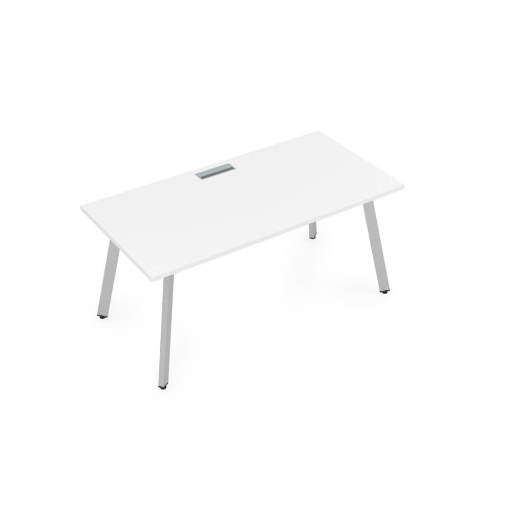 Стол рабочий прямолинейный на м/к 1400x700x750 (Белый Премиум/алюминий матовый, 1400x700x750)