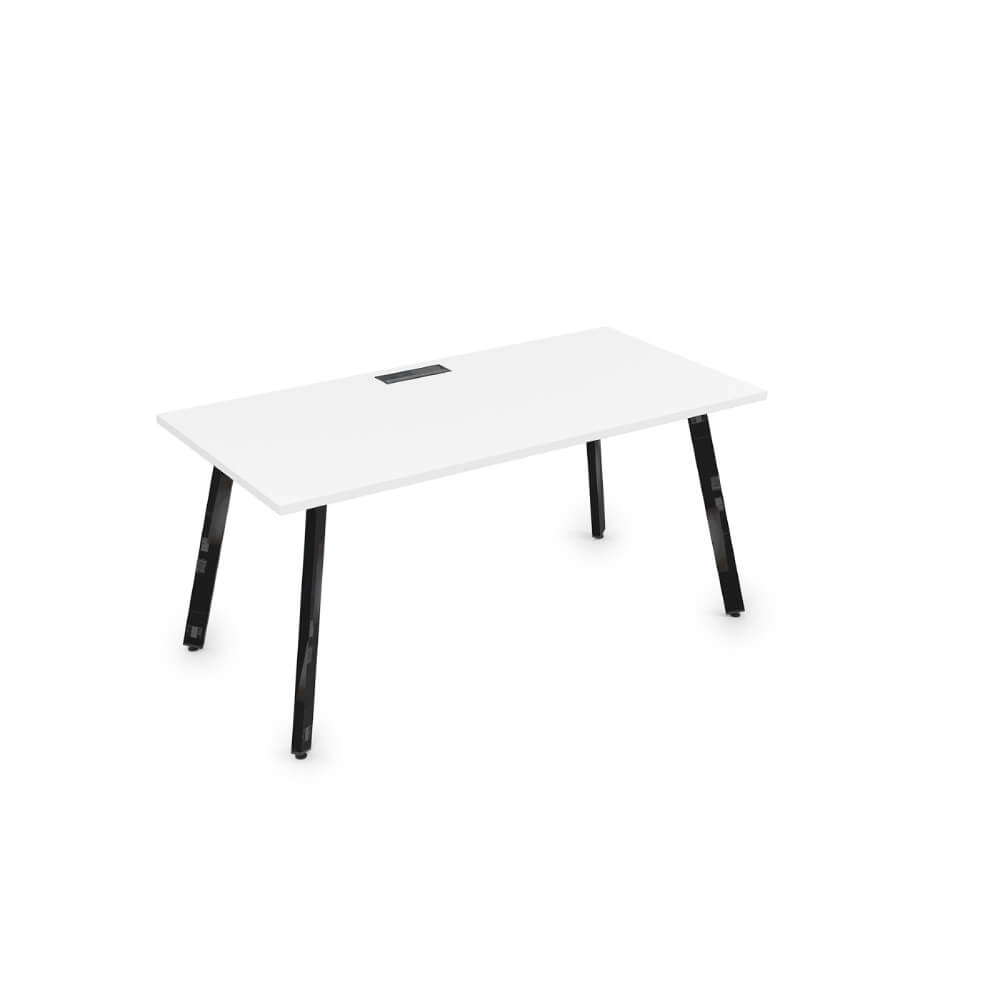 Стол рабочий прямолинейный на м/к 1400x700x750 (Белый Премиум/чёрный глянец, 1400x700x750)