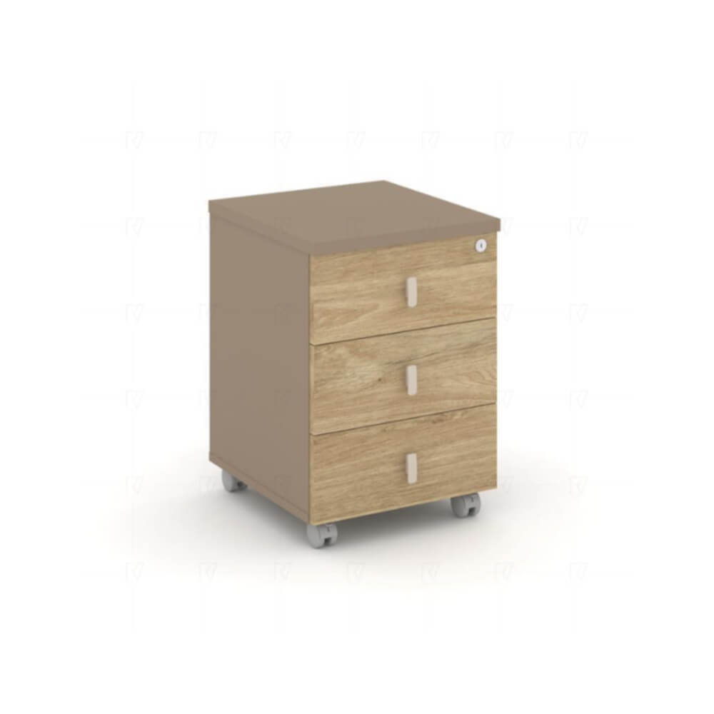Тумба мобильная 3 ящ. 432x460x611 (Латте/Тиквуд Светлый, 432x460x611)