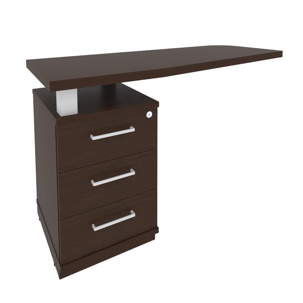 Тумба приставная для криволинейного стола (левая) 1300x500x765 (Венге Цаво, 1300x500x765)