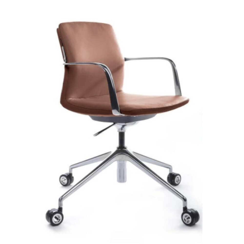 Кресло Плаза/Plaza-M FK004-B12 70x70x80-86 (Светло-Коричневый, 70x70x80-86, натуральная кожа.)