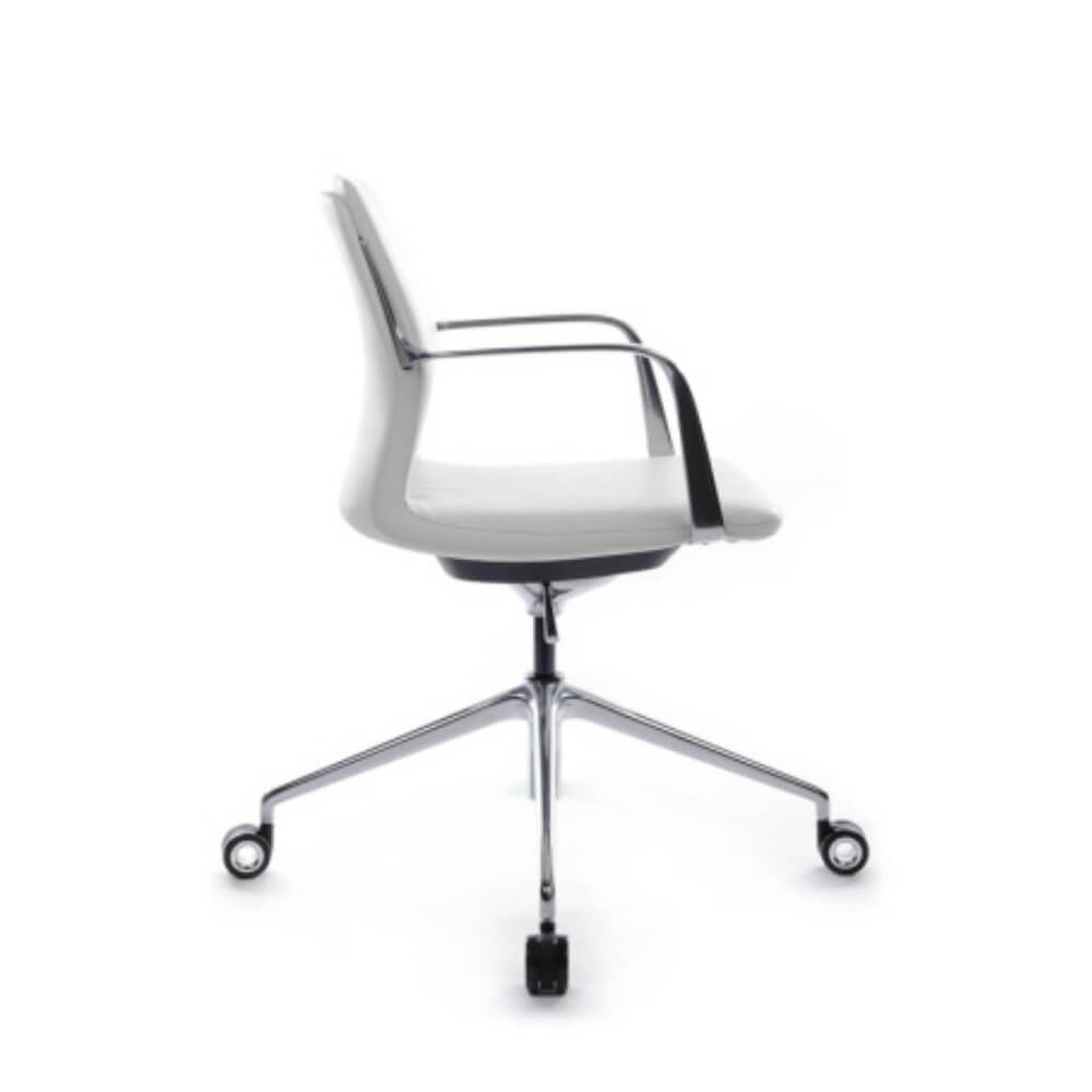 Кресло Плаза/Plaza-M FK004-B12 70x70x80-86 (Белый, 70x70x80-86, натуральная кожа.)