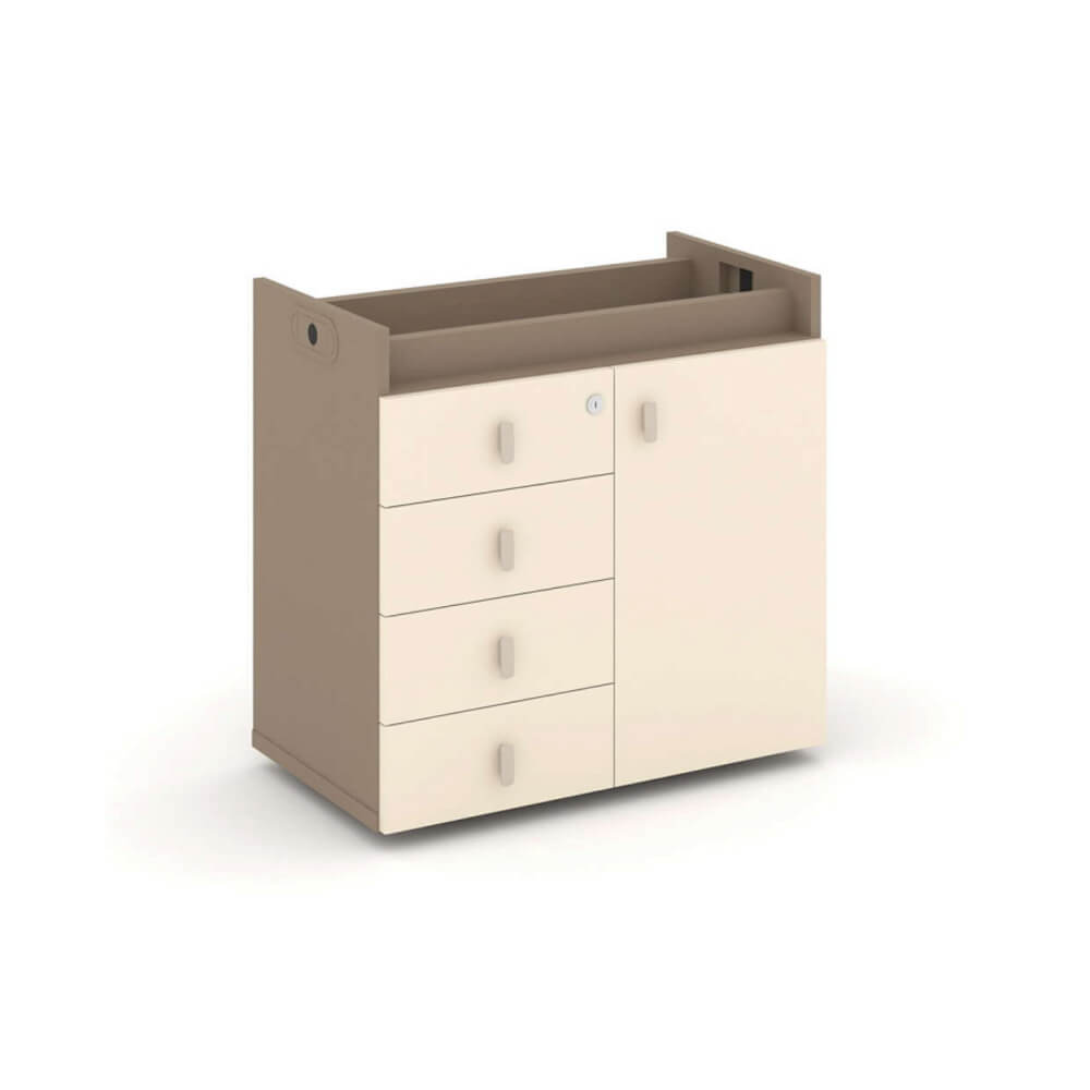 Тумба опорная - фасад + ящики 750x406x725 (Латте/Сатин, 750x406x725)