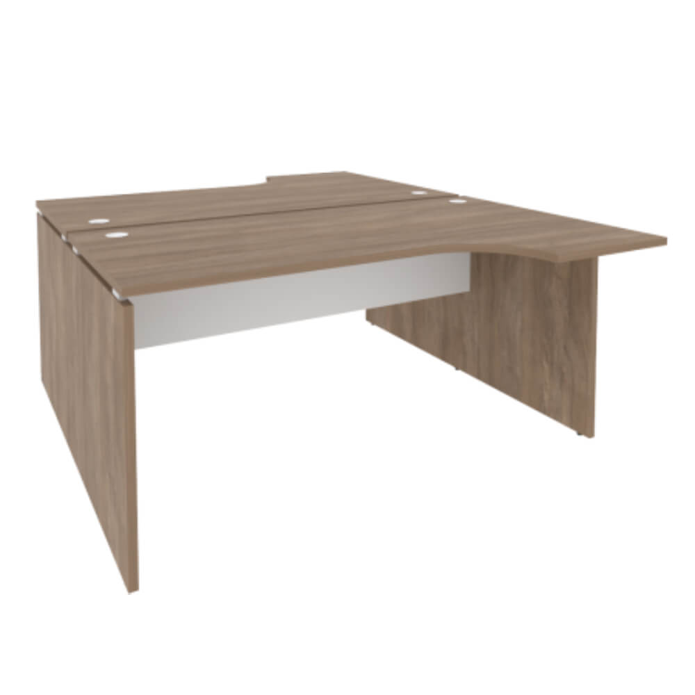 Эргономичная рабочая станции  на ЛДСП опорах 1580x1995x750 (Дуб Аризона/Белый Бриллиант, 1580x1995x750 (1475/460))