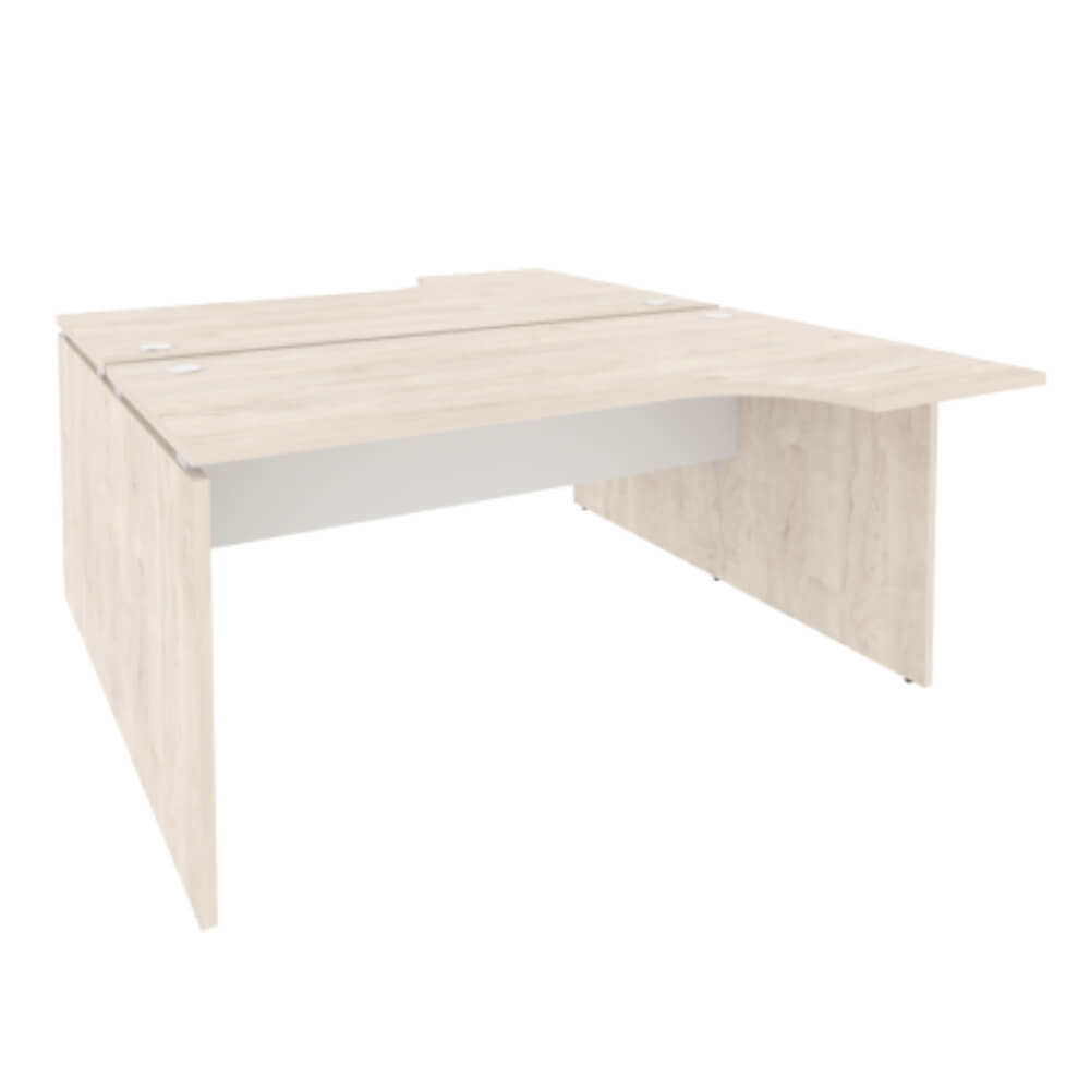 Эргономичная рабочая станции  на ЛДСП опорах 1580x1995x750 (Денвер Светлый/Белый Бриллиант, 1580x1995x750 (1475/460))